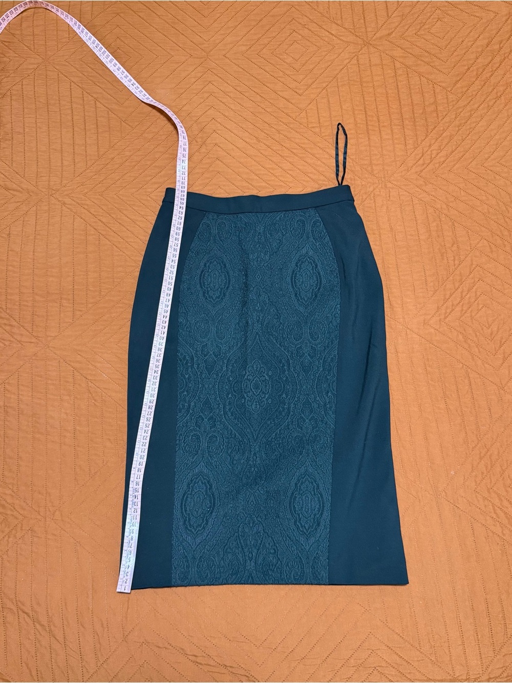 Raoul Teal Lace-Panel Pencil Skirt